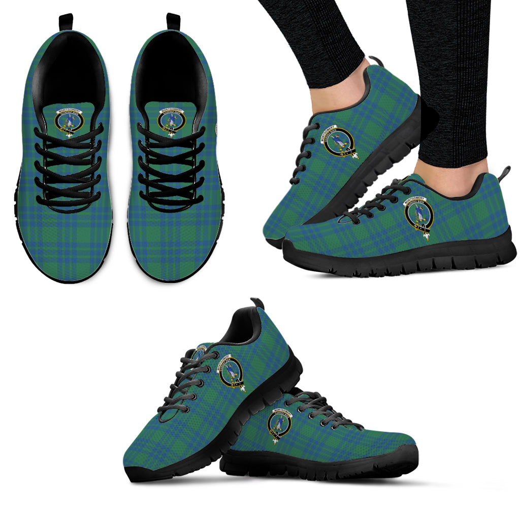 Montgomery Ancient Tartan Sneakers with Family Crest - Tartan Vibes Clothing