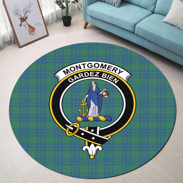 Montgomery Ancient Tartan Round Rug with Family Crest