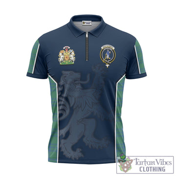 Montgomery Ancient Tartan Zipper Polo Shirt with Family Crest and Lion Rampant Vibes Sport Style