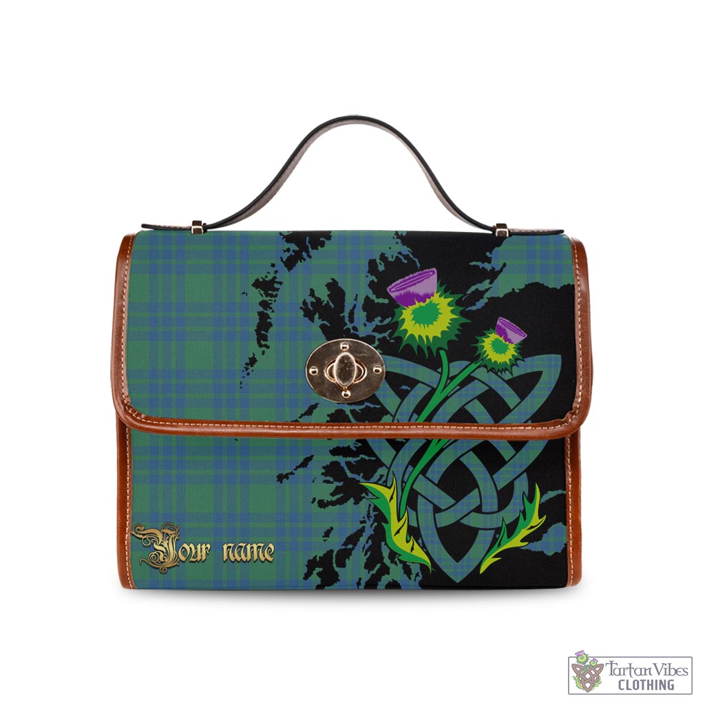 Tartan Vibes Clothing Montgomery Ancient Tartan Waterproof Canvas Bag with Scotland Map and Thistle Celtic Accents