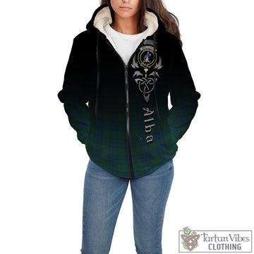 Montgomery Ancient Tartan Sherpa Hoodie Featuring Alba Gu Brath Family Crest Celtic Inspired