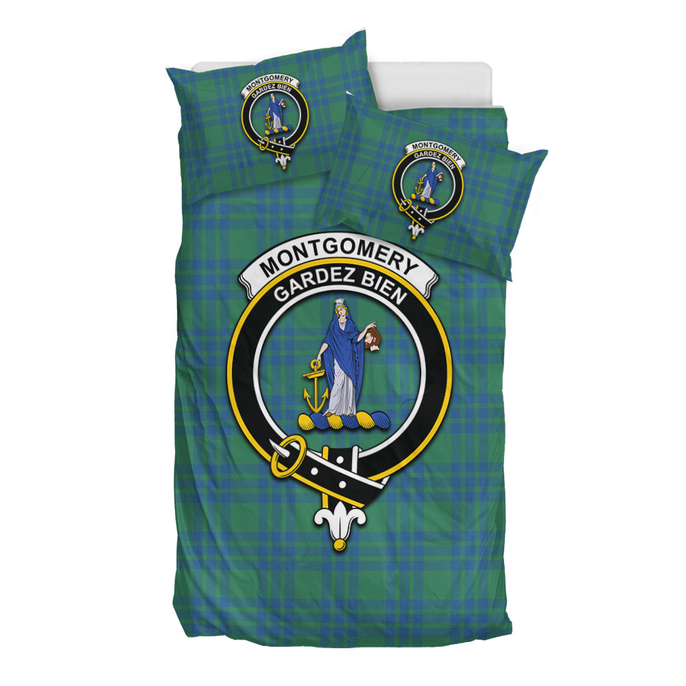 Montgomery Ancient Tartan Bedding Set with Family Crest - Tartan Vibes Clothing