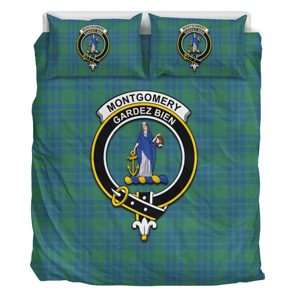 Montgomery Ancient Tartan Bedding Set with Family Crest - Tartan Vibes Clothing