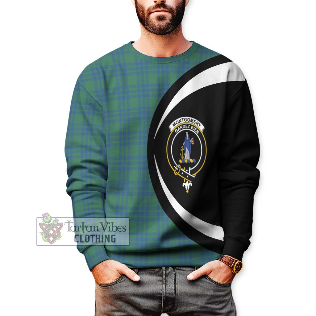 Montgomery Ancient Tartan Sweatshirt with Family Crest Circle Style - Tartan Vibes Clothing