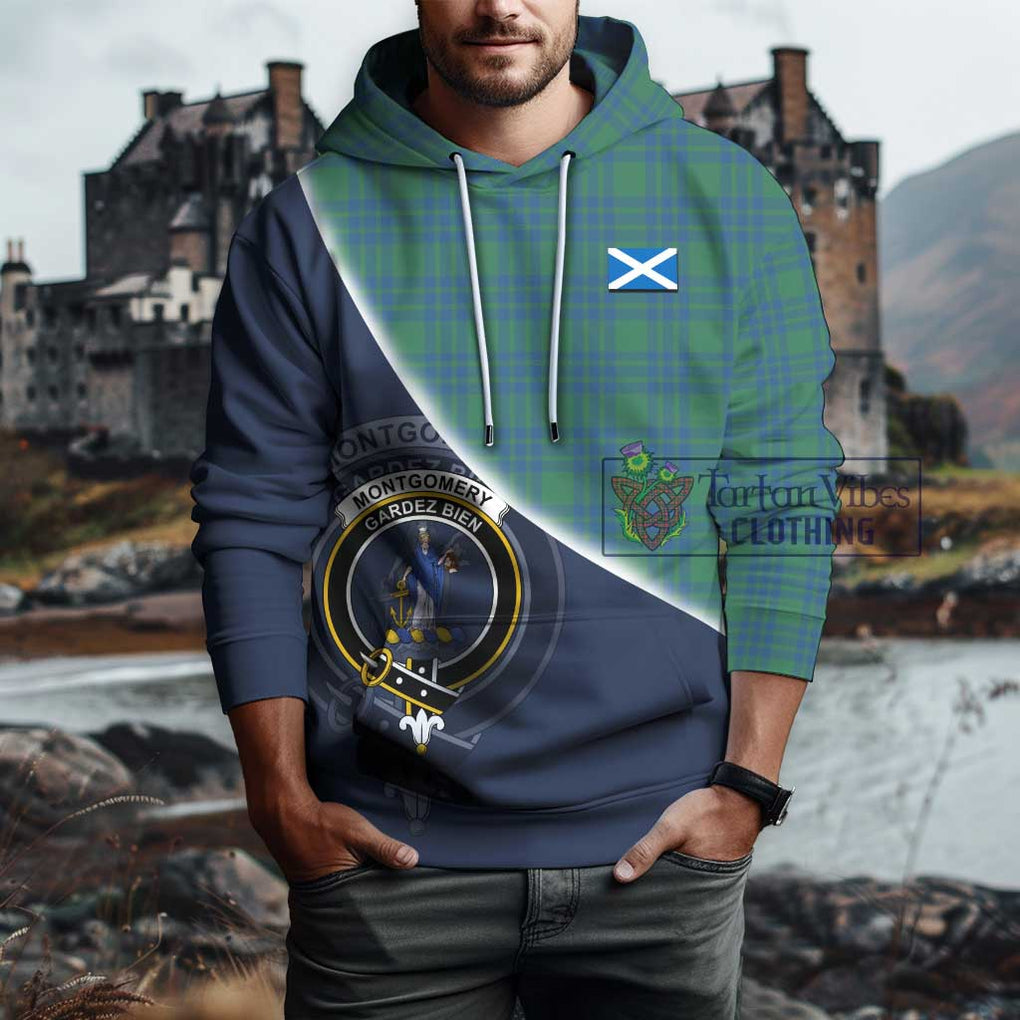 Montgomery Ancient Tartan Hoodie with Personalised National Flag and Family Crest Half Style - Tartanvibesclothing Shop