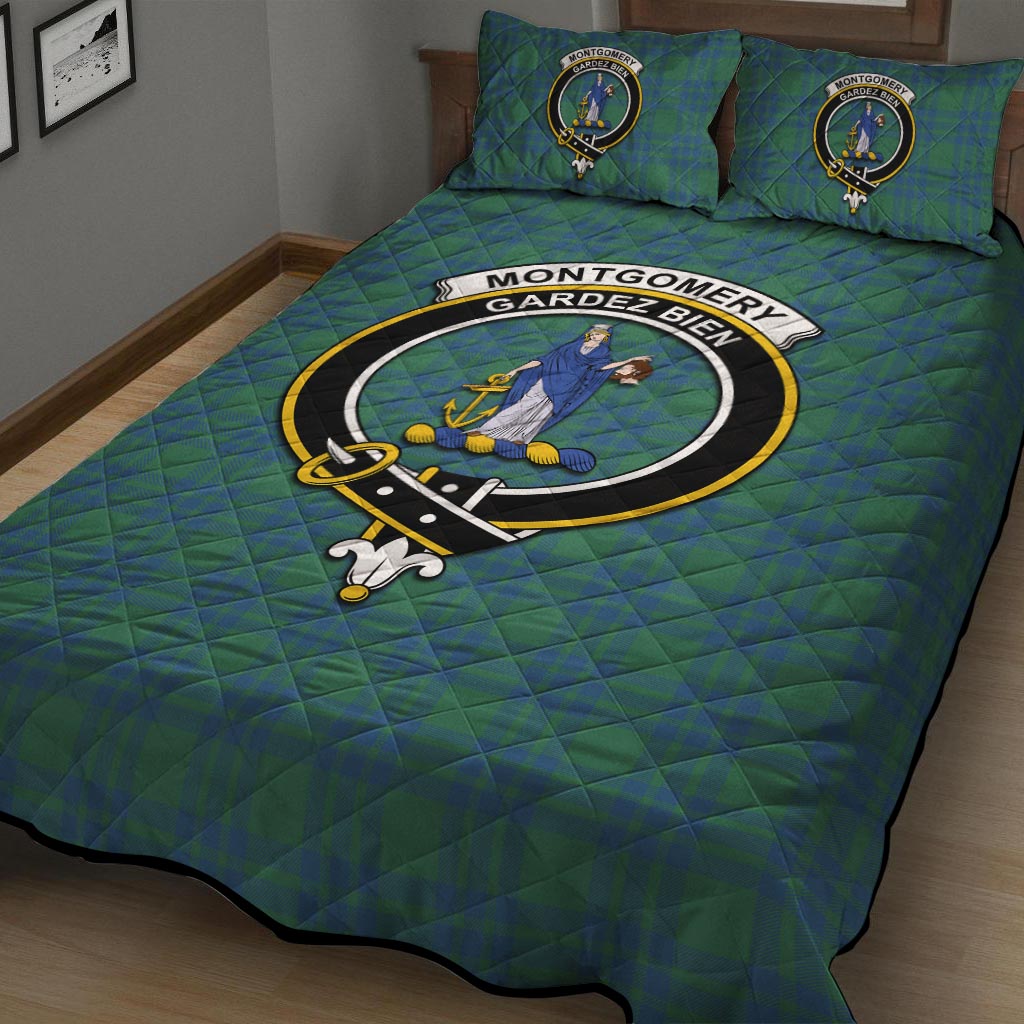 Montgomery Ancient Tartan Quilt Bed Set with Family Crest - Tartan Vibes Clothing