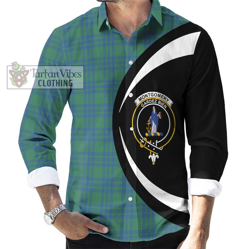 Montgomery Ancient Tartan Long Sleeve Button Up with Family Crest Circle Style - Tartan Vibes Clothing