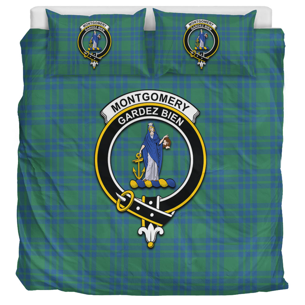 Montgomery Ancient Tartan Bedding Set with Family Crest UK Bedding Set UK Super King 104*94 inch - Tartan Vibes Clothing