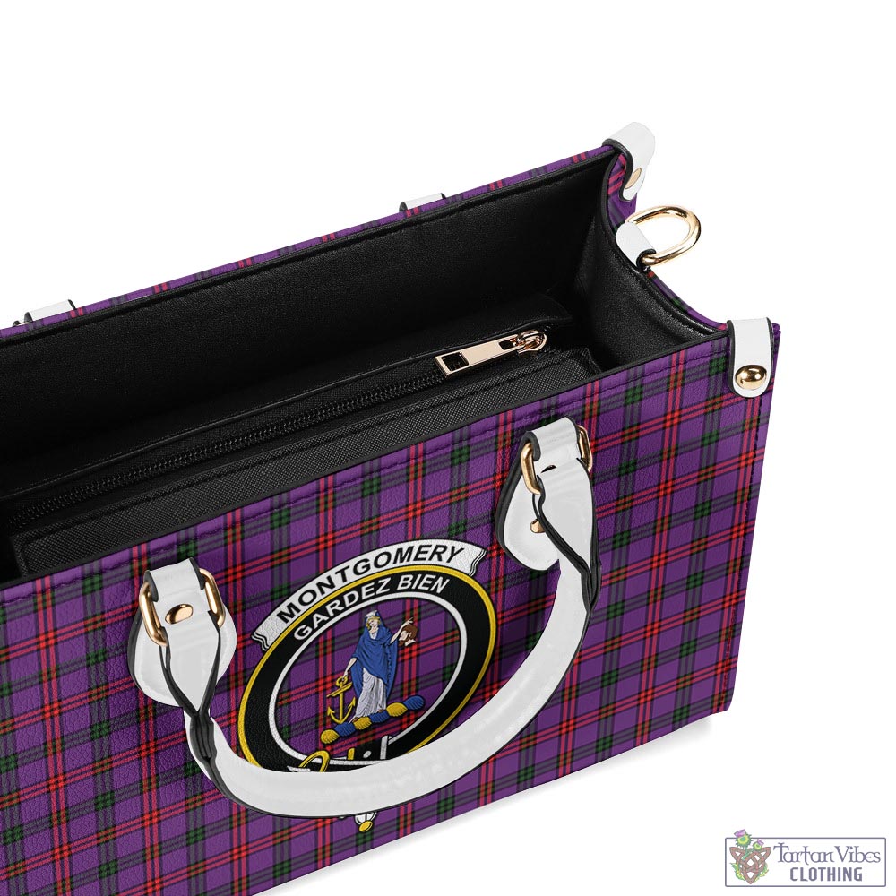 Tartan Vibes Clothing Montgomery Modern Tartan Luxury Leather Handbags with Family Crest