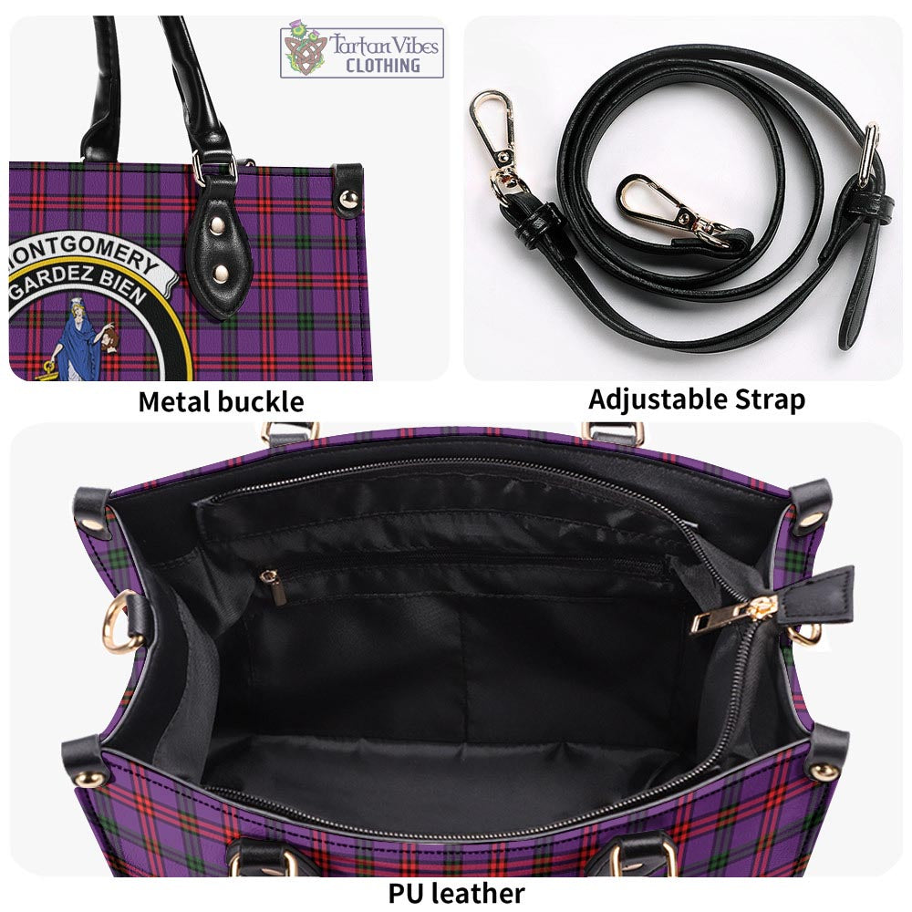 Tartan Vibes Clothing Montgomery Modern Tartan Luxury Leather Handbags with Family Crest