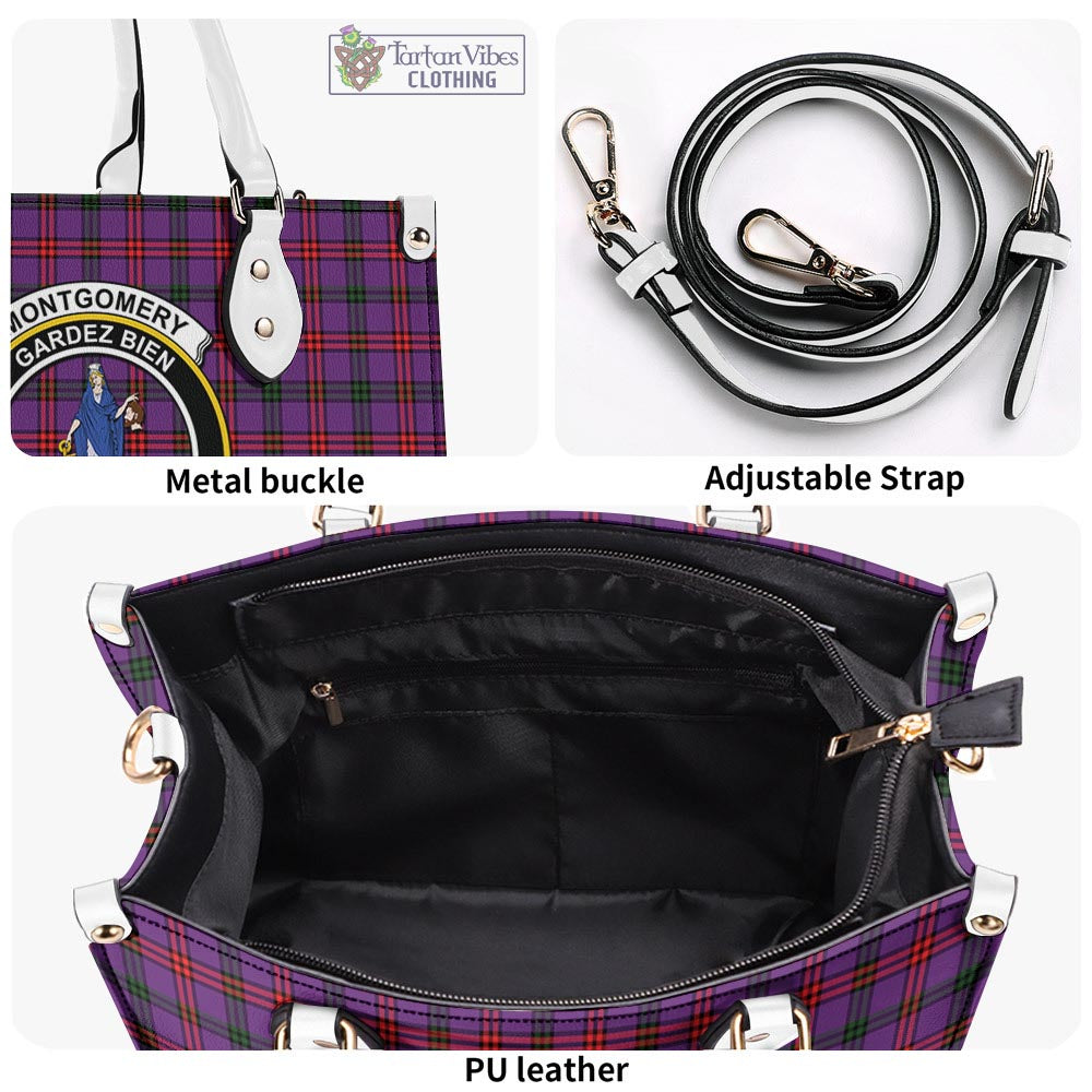 Tartan Vibes Clothing Montgomery Modern Tartan Luxury Leather Handbags with Family Crest