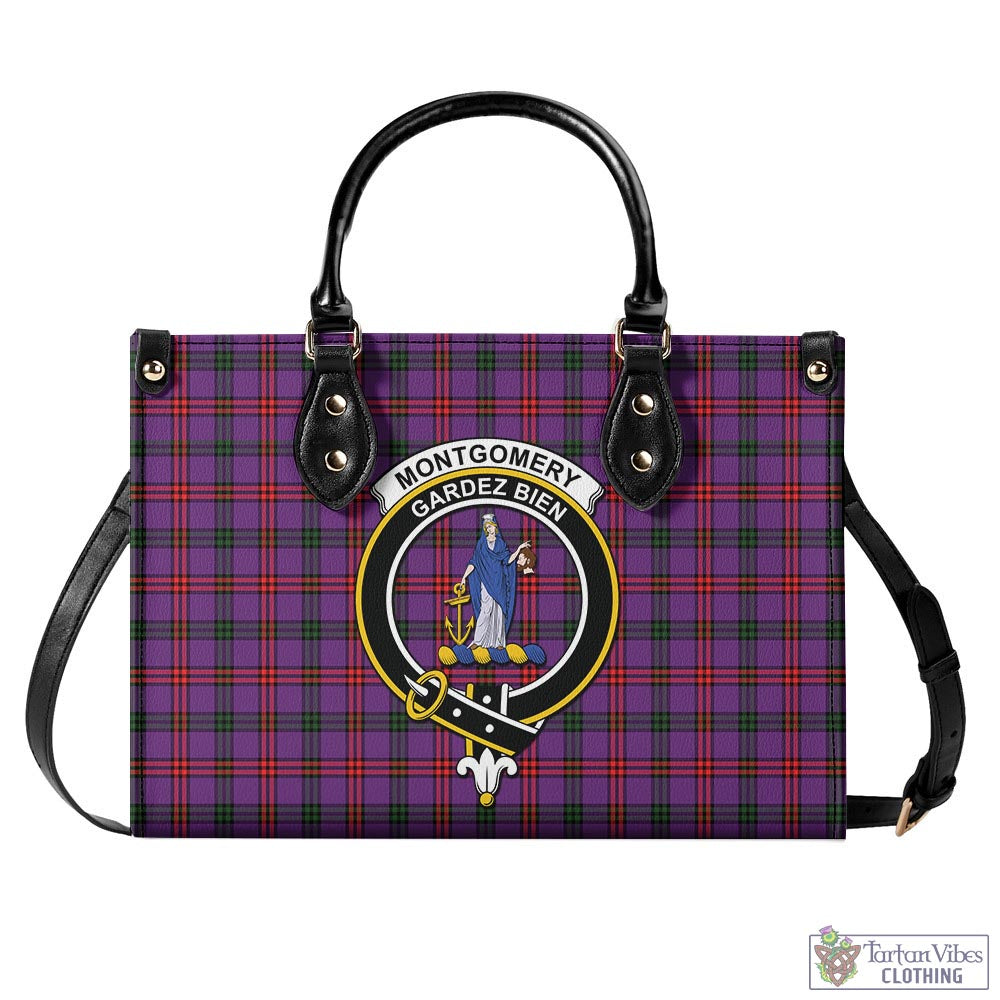 Tartan Vibes Clothing Montgomery Modern Tartan Luxury Leather Handbags with Family Crest