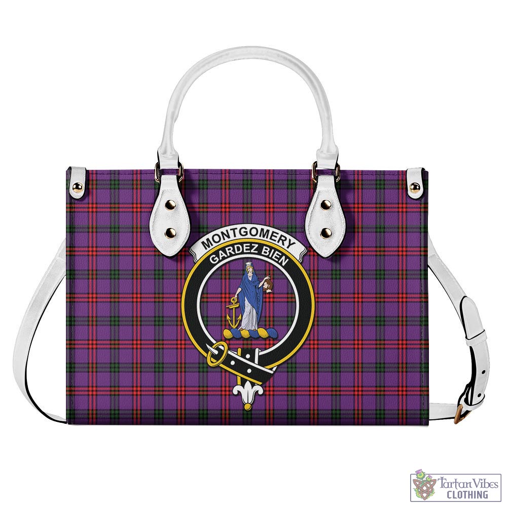 Tartan Vibes Clothing Montgomery Modern Tartan Luxury Leather Handbags with Family Crest