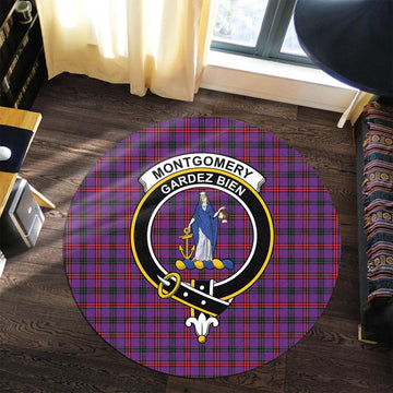 Montgomery Tartan Round Rug with Family Crest