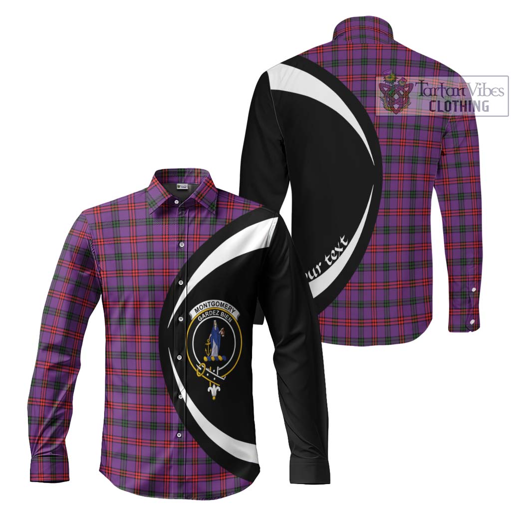 Montgomery Tartan Long Sleeve Button Up with Family Crest Circle Style Men's Shirt S - Tartan Vibes Clothing