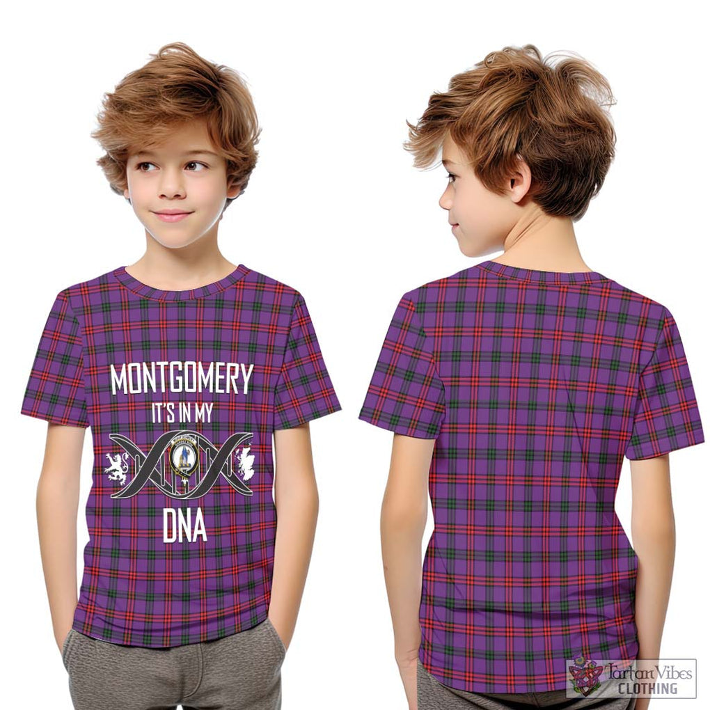 Montgomery Tartan Kid T-Shirt with Family Crest DNA In Me Style Youth XL Size14 - Tartanvibesclothing Shop