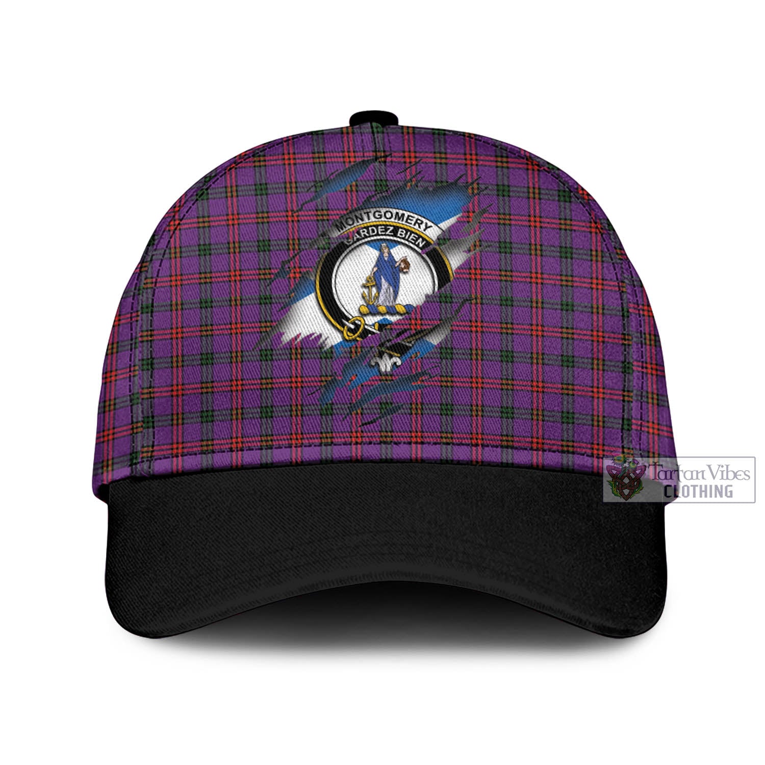 Tartan Vibes Clothing Montgomery Modern Tartan Classic Cap with Family Crest In Me Style