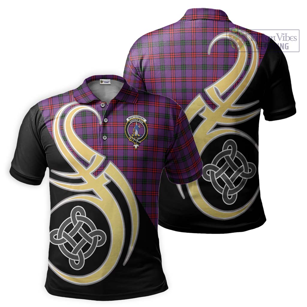 Montgomery Tartan Polo Shirt with Family Crest and Celtic Symbol Style Kid - Tartan Vibes Clothing