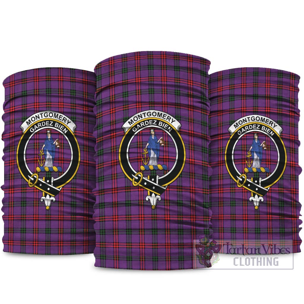 Montgomery Modern Tartan Neck Gaiters, Tartan Bandanas, Tartan Head Band with Family Crest