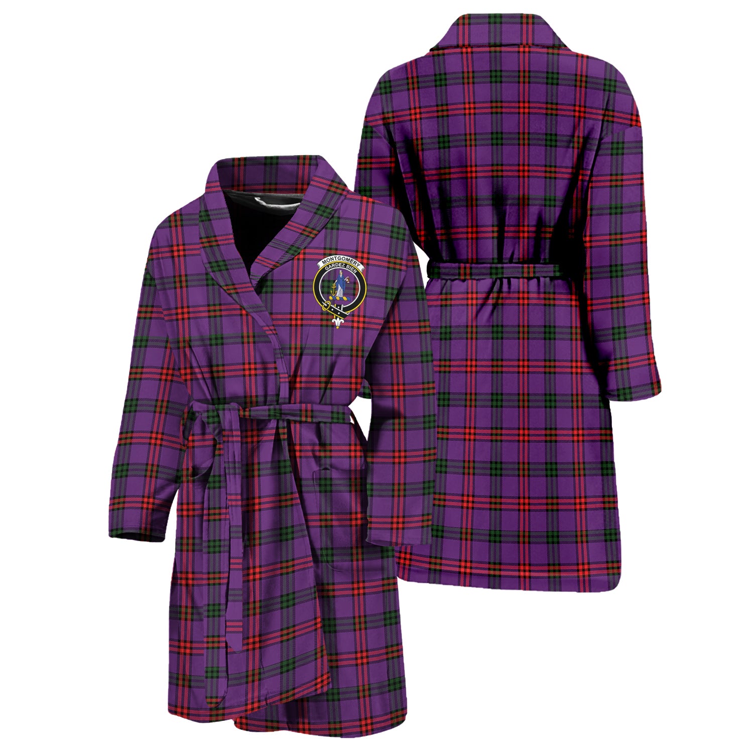 Montgomery Tartan Bathrobe with Family Crest Unisex S - Tartan Vibes Clothing