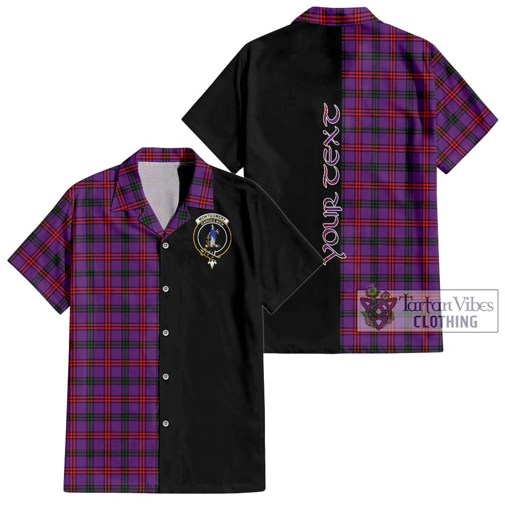 Montgomery Tartan Short Sleeve Button Shirt with Family Crest and Half Of Me Style Kid - Tartanvibesclothing Shop