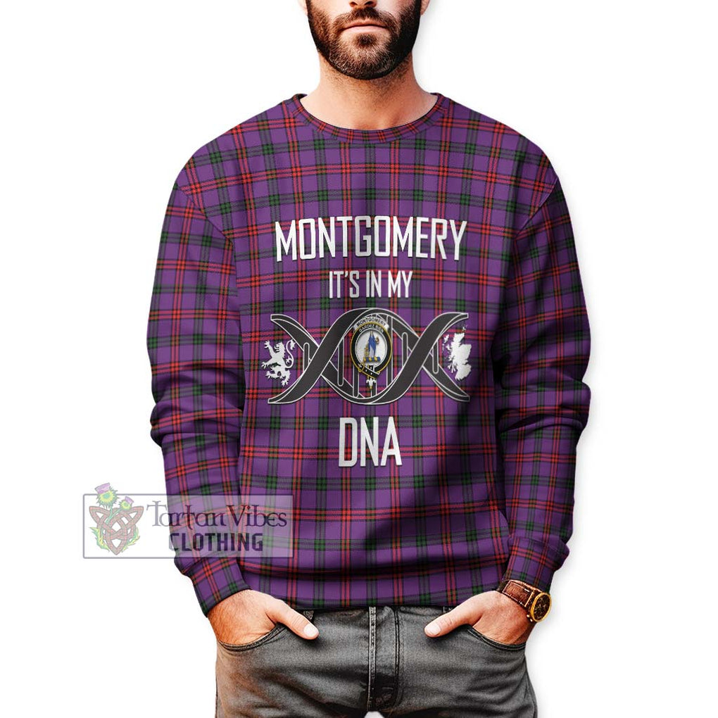 Montgomery Tartan Sweatshirt with Family Crest DNA In Me Style Unisex - Tartanvibesclothing Shop