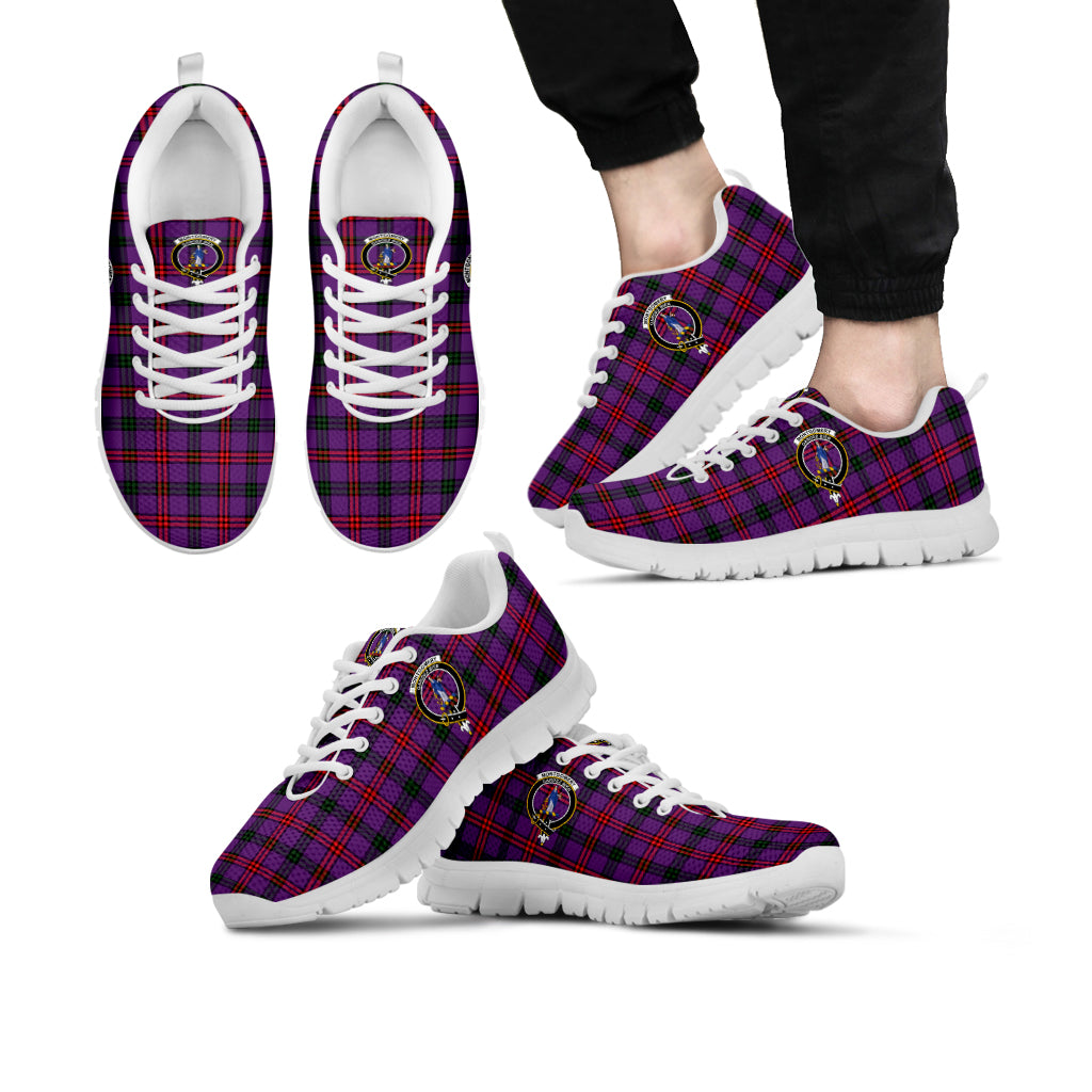 Montgomery Tartan Sneakers with Family Crest Kid's Sneakers - Tartan Vibes Clothing