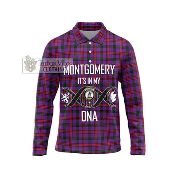 Montgomery Tartan Long Sleeve Polo Shirt with Family Crest DNA In Me Style