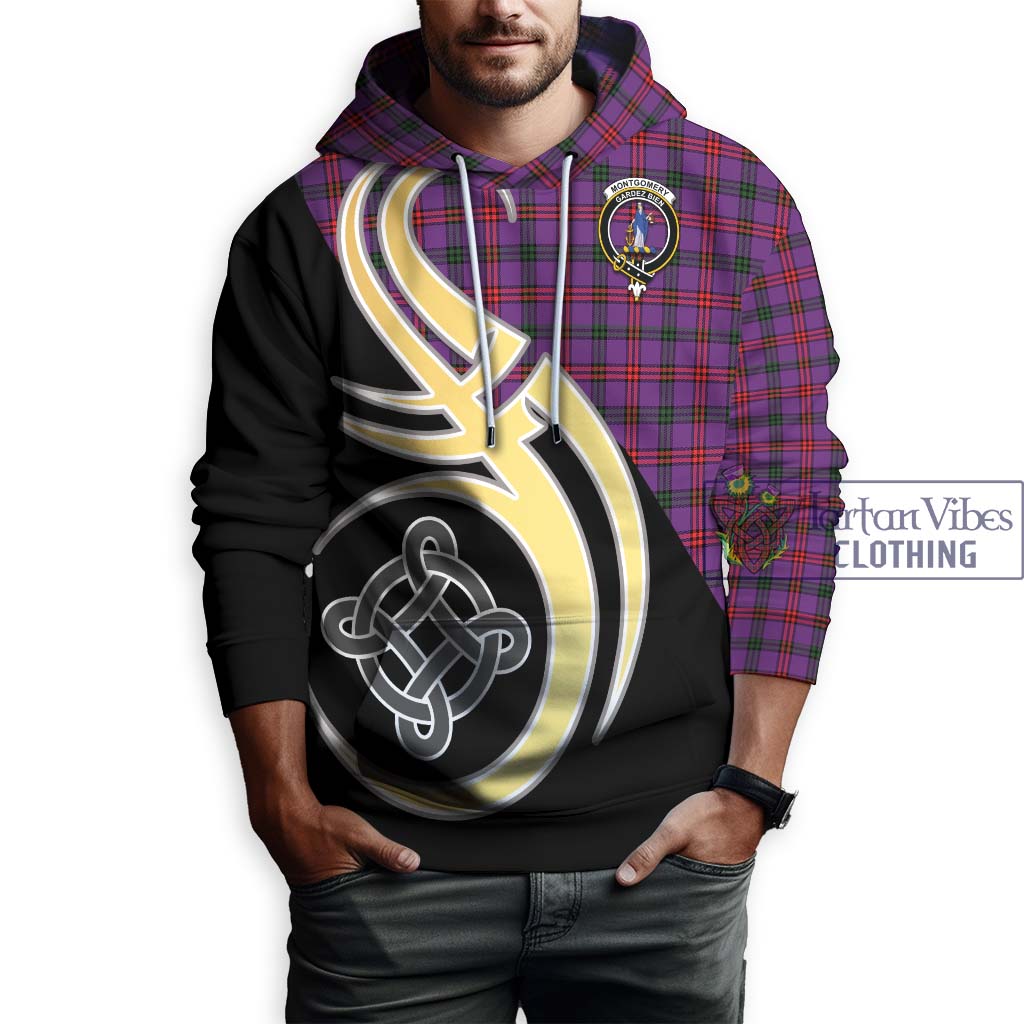 Montgomery Tartan Hoodie with Family Crest and Celtic Symbol Style Zip Hoodie - Tartan Vibes Clothing