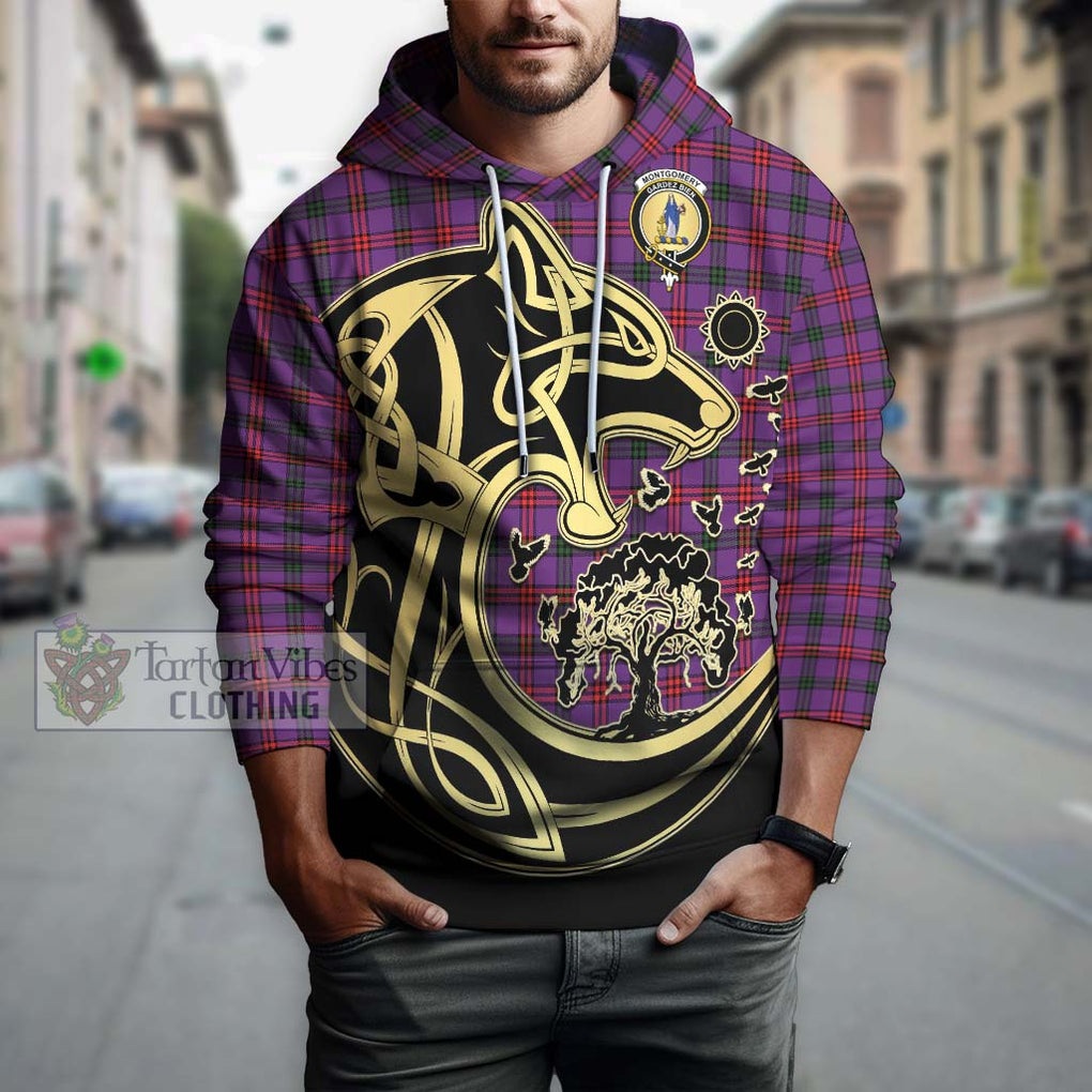 Montgomery Tartan Hoodie with Family Crest Celtic Wolf Style Zip Hoodie - Tartan Vibes Clothing