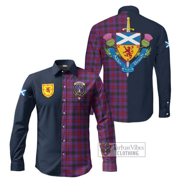 Montgomery Tartan Long Sleeve Button Shirt Alba with Scottish Lion Royal Arm Half Style