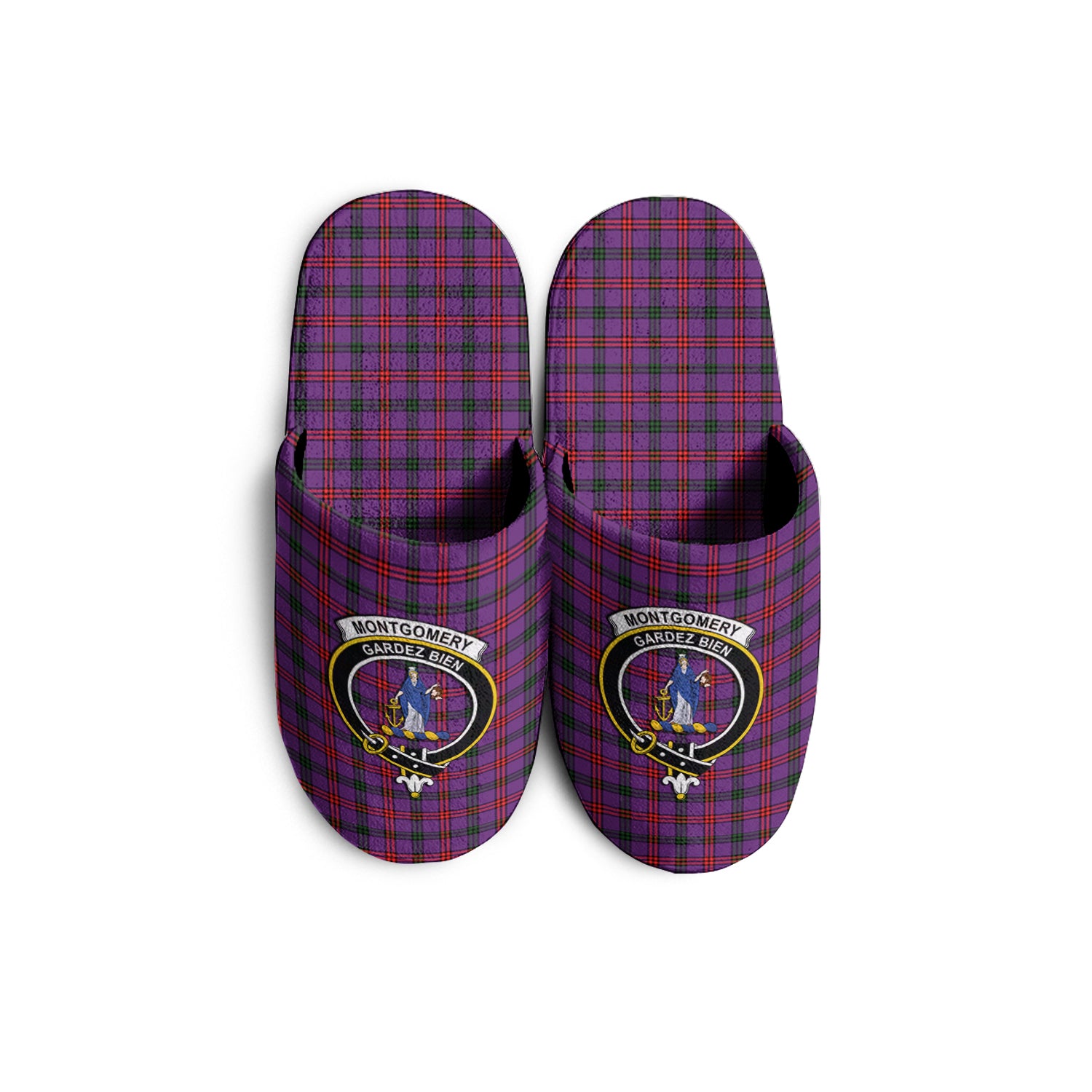 Montgomery Tartan Home Slippers with Family Crest KIDS - Tartan Vibes Clothing