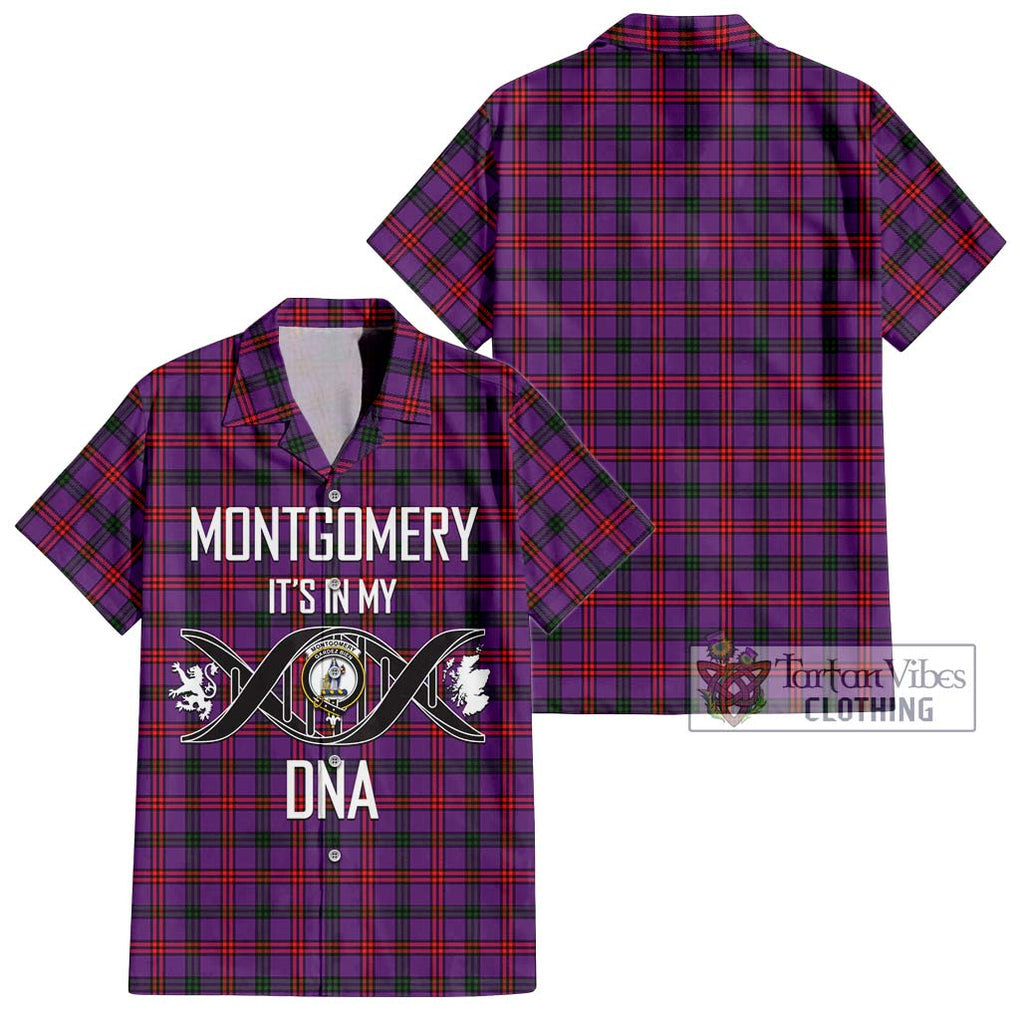 Montgomery Tartan Short Sleeve Button Shirt with Family Crest DNA In Me Style Kid - Tartanvibesclothing Shop