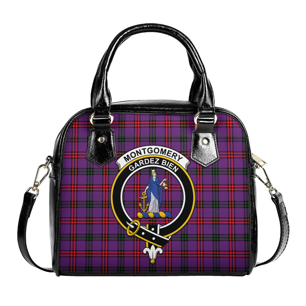 Montgomery Modern Tartan Shoulder Handbags with Family Crest One Size 6*25*22 cm - Tartanvibesclothing