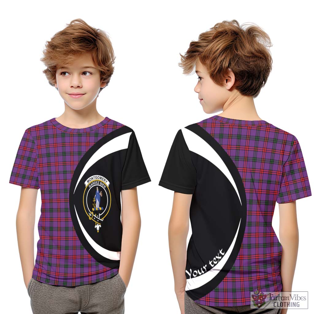 Montgomery Tartan Kid T-Shirt with Family Crest Circle Style Youth XL Size14 - Tartan Vibes Clothing