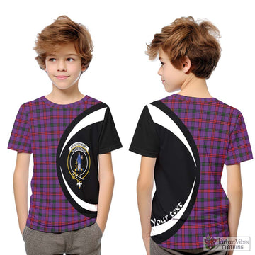 Montgomery Tartan Kid T-Shirt with Family Crest Circle Style