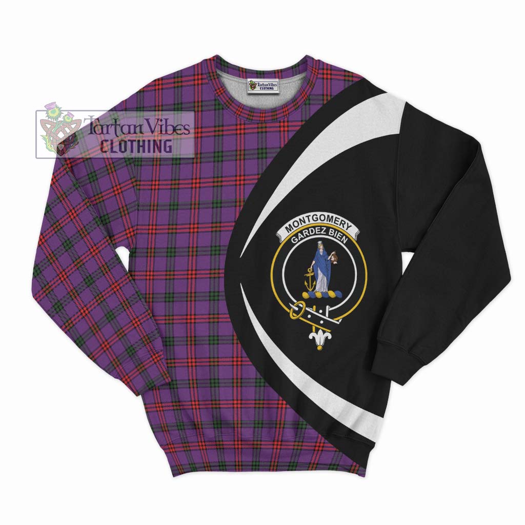 Montgomery Tartan Sweatshirt with Family Crest Circle Style Unisex - Tartan Vibes Clothing