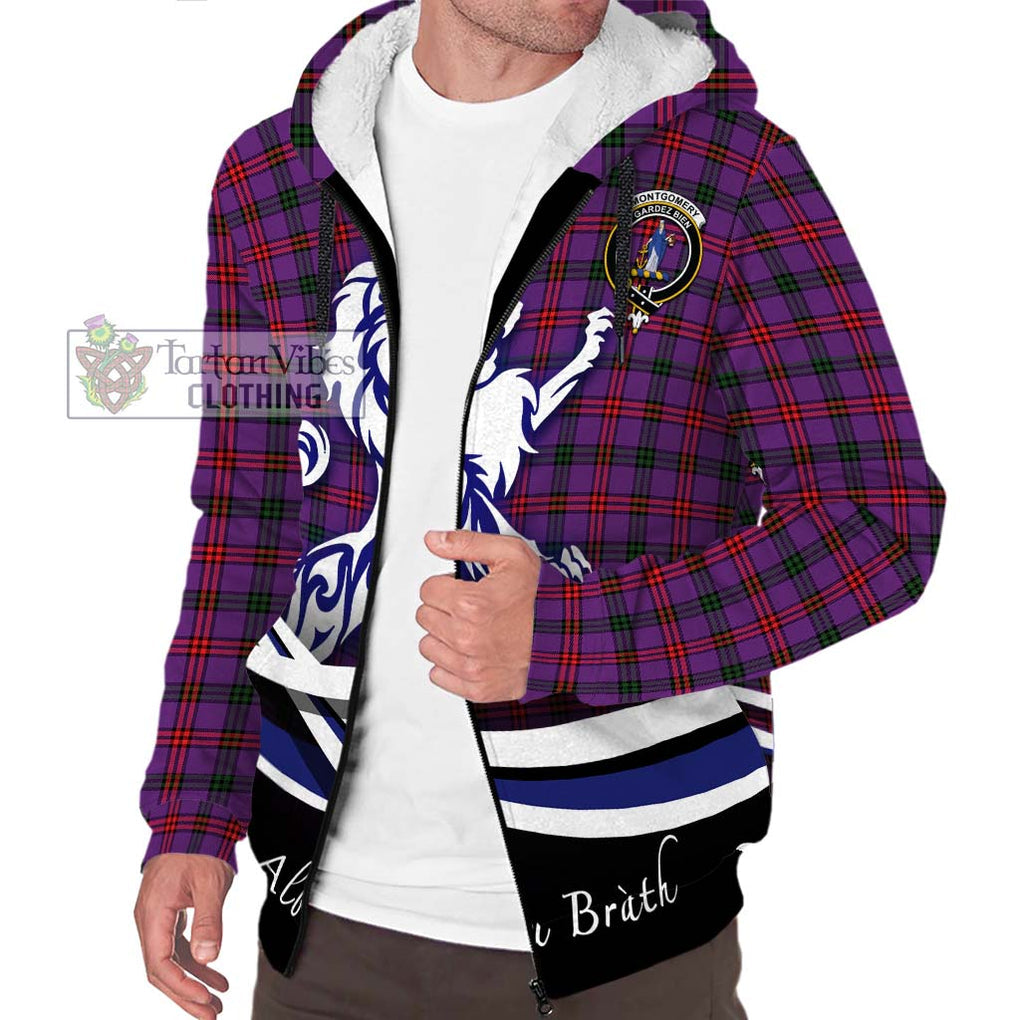 Montgomery Tartan Sherpa Hoodie with Alba Gu Brath Regal Lion Emblem Unisex S - Tartanvibesclothing Shop