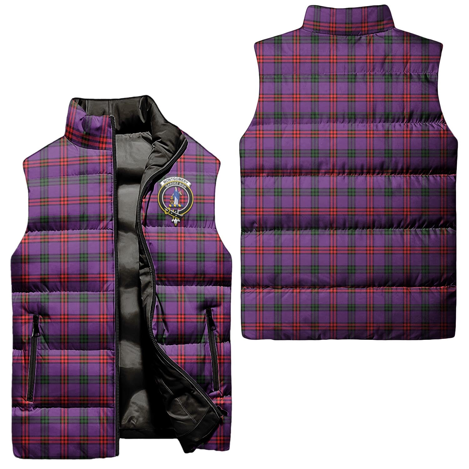 Montgomery Modern Tartan Sleeveless Puffer Jacket with Family Crest Unisex - Tartanvibesclothing