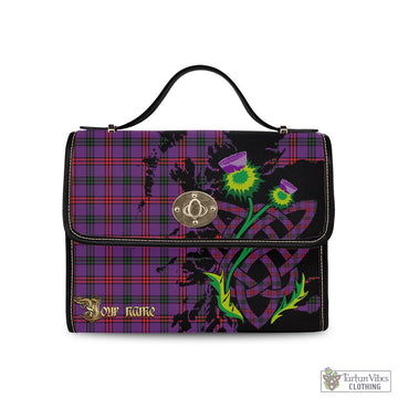 Montgomery Tartan Waterproof Canvas Bag with Scotland Map and Thistle Celtic Accents