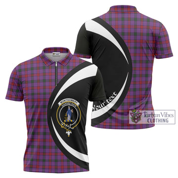 Montgomery Tartan Zipper Polo Shirt with Family Crest Circle Style