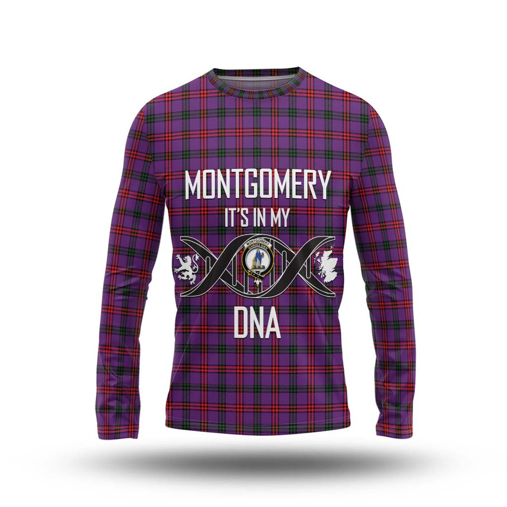 Montgomery Tartan Long Sleeve T-Shirt with Family Crest DNA In Me Style Unisex - Tartanvibesclothing Shop