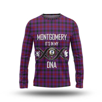 Montgomery Tartan Long Sleeve T-Shirt with Family Crest DNA In Me Style