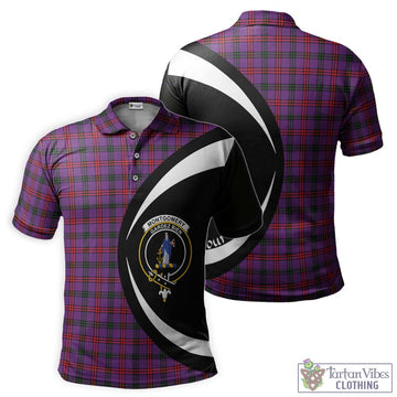 Montgomery Tartan Men's Polo Shirt with Family Crest Circle Style