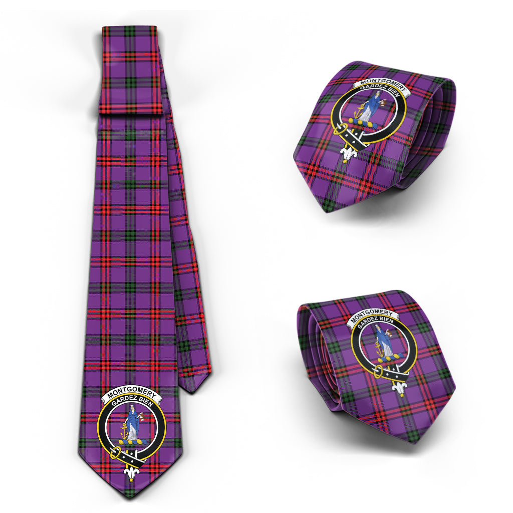 Montgomery Tartan Classic Necktie with Family Crest Necktie One Size - Tartan Vibes Clothing