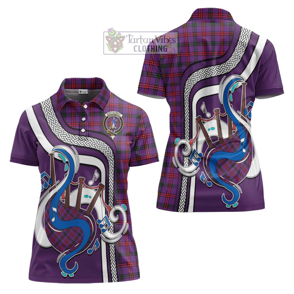 Tartan Vibes Clothing Montgomery Modern Tartan Women's Polo Shirt with Epic Bagpipe Style