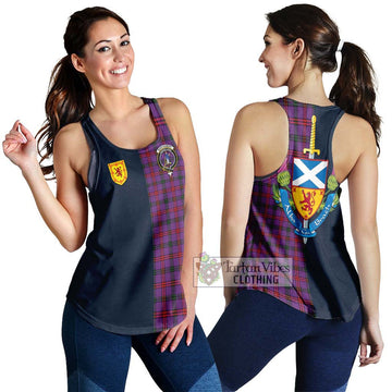 Montgomery Tartan Women's Racerback Tanks Alba with Scottish Lion Royal Arm Half Style