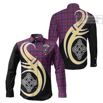 Montgomery Tartan Long Sleeve Button Shirt with Family Crest and Celtic Symbol Style