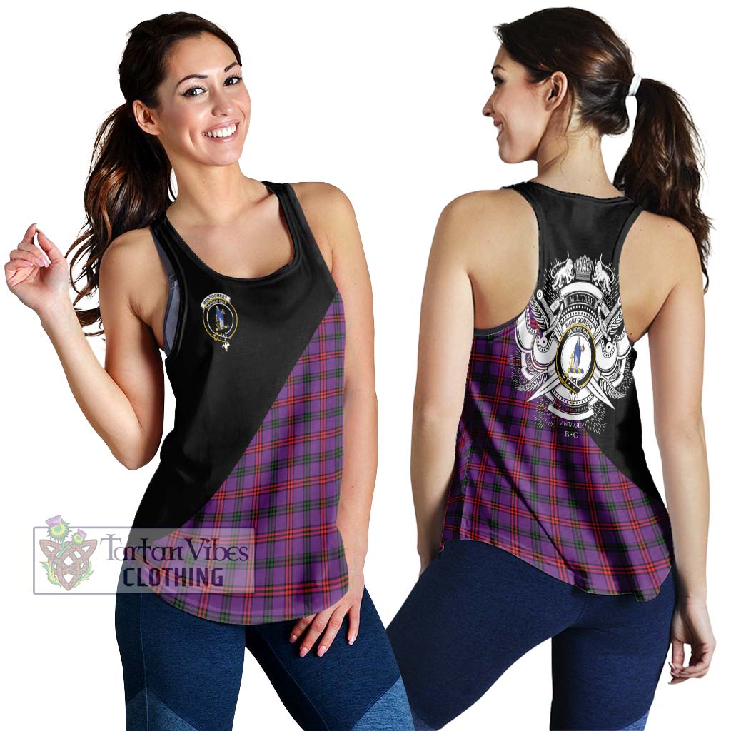 Tartan Vibes Clothing Montgomery Modern Tartan Women's Racerback Tanks with Family Crest and Military Logo Style