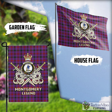 Montgomery Tartan Flag with Clan Crest and the Golden Sword of Courageous Legacy